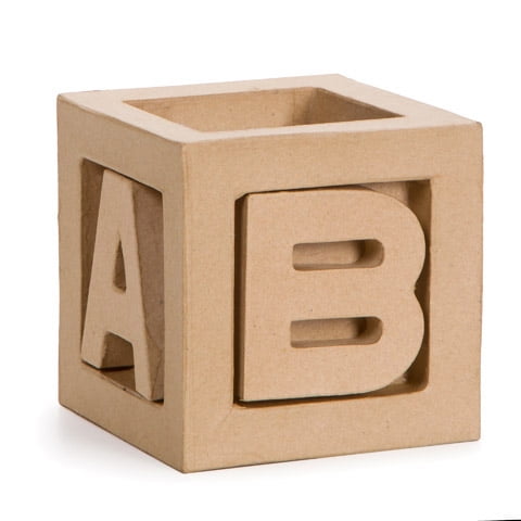 Factory Direct Craft ABC Paper Mache Blocks Set of 3 Unfinished DIY Craft for Painting and Decorating