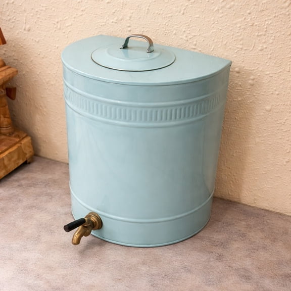 Factory Direct Craft Aqua Enamel Metal Dispenser with Spout and Lid