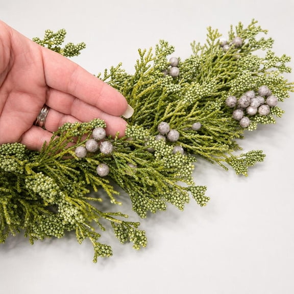 Factory Direct Craft Artificial Cedar Garland with Juniper Berries, 72 inch