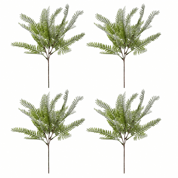 Factory Direct Craft Artificial Frosted Fern Plants, Set of 4, 17 Inch Winter Greenery Picks