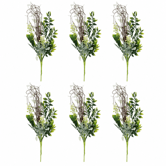 Factory Direct Craft Artificial Mixed Foliage and Twig Sprays, Set of 6, 17 Inch Greenery Stems