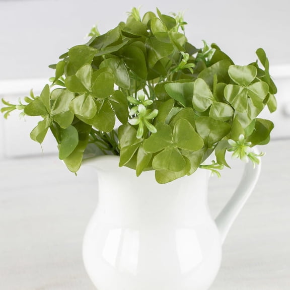 Factory Direct Craft 9" Artificial Shamrock Clover Flower Bushes, Set of 2, Faux St. Patrick's Day Greenery for Irish Decorations, Floral Arrangements & Home Dcor