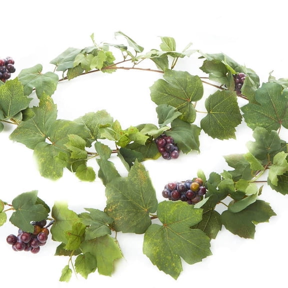 Factory Direct Craft Artificial Grape Leaf Garland, 6 Ft Faux Vine Garland with Grapes for Kitchen Dcor, Weddings, Mantels & Home Decorating
