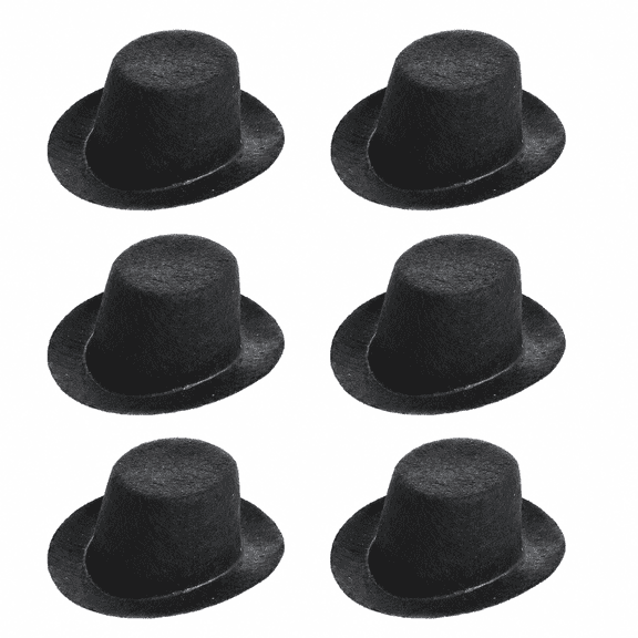 Factory Direct Craft Black Flocked Felt Oval Top Doll Hats, Set of 6, 4-3/4 Inch Craft Hats