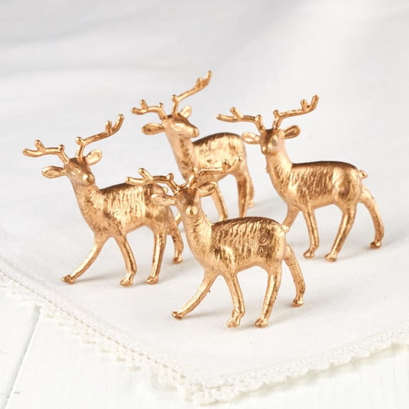 Factory Direct Craft Miniature Gold Metallic Deer Ornaments, Set of 40, 1.5 Inch Holiday Miniatures