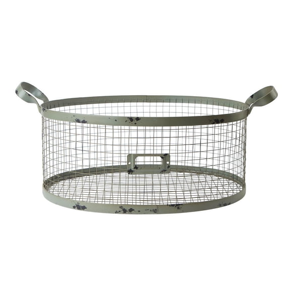 Factory Direct Craft Distressed Metal Oval Wire Basket