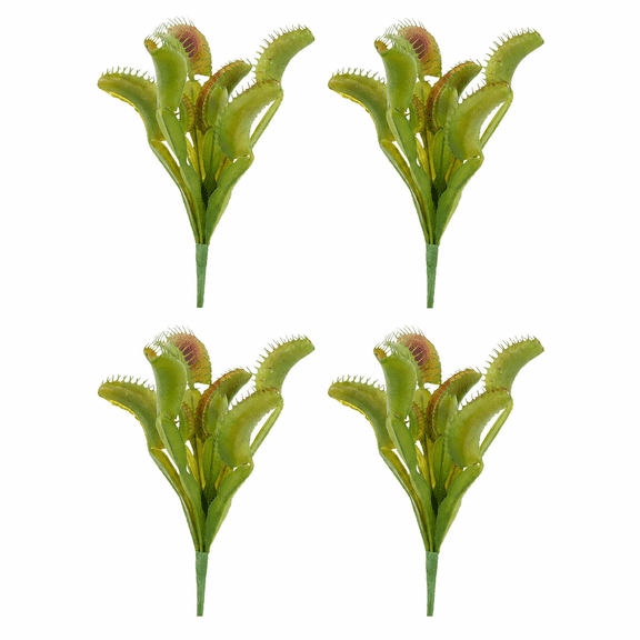 Factory Direct Craft Artificial Venus Flytrap Plants, Set of 4, 9 Inch Carnivorous Plant Stems