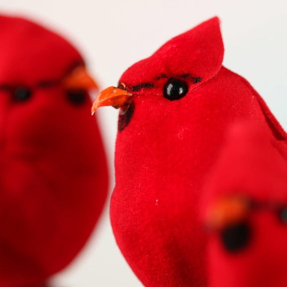 Factory Direct Craft Flocked Red Cardinal Birds with Clips, 3-1/2 Inches, Set of 12
