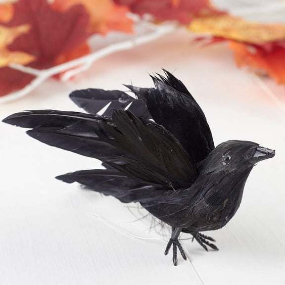Factory Direct Craft Flying Artificial Black Crows: Add a Touch of Spooky Elegance to Your Home Dcor - Package of 10