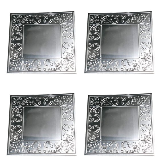 Factory Direct Craft Galvanized Vintage-Inspired Ceiling Tiles, Set of 4, 8 Inch Metal Dcor Tiles