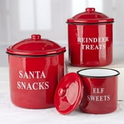 Factory Direct Craft Giftable Christmas Snack Enamelware Canister Set for Family and Friends