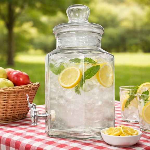 Factory Direct Craft Hexagon Glass Beverage Drink Dispenser