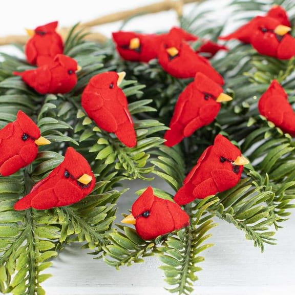 Factory Direct Craft Mini Red Cardinal Mushroom Birds (24 Pack)