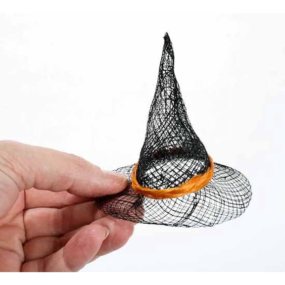 Factory Direct Craft Miniature Black Sinamay Witch Hats Decorative Halloween Craft