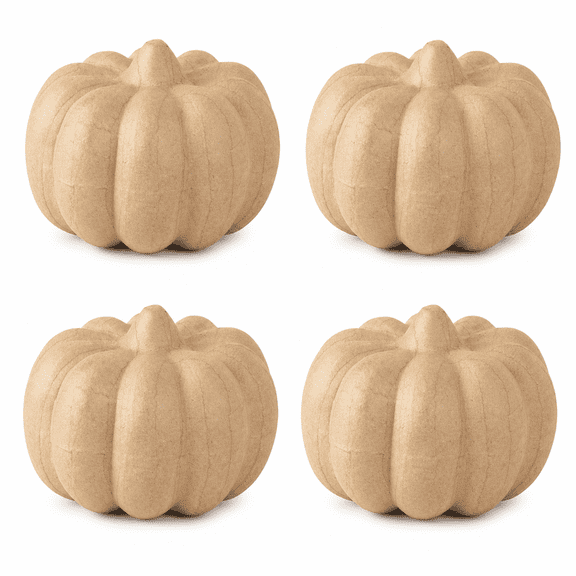 Factory Direct Craft Paper Mache Pumpkins, Set of 4, 4-1/2 Inch Fall Craft Pumpkins