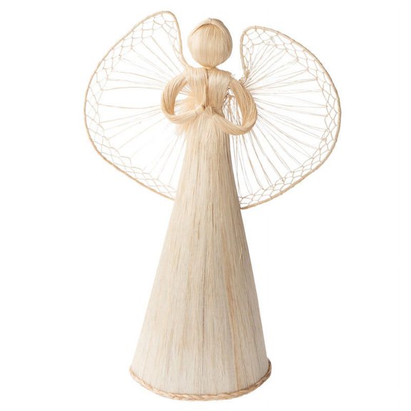 Factory Direct Craft Natural Raffia Straw Angel Doll, 18 Inch Primitive Christmas Angel Decoration
