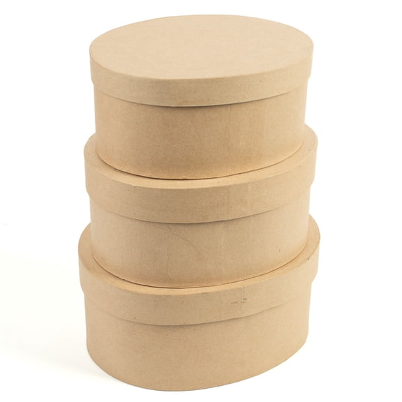 Factory Direct Craft Oval Paper Mache Box Set Unfinished DIY Craft for Painting and Decorating