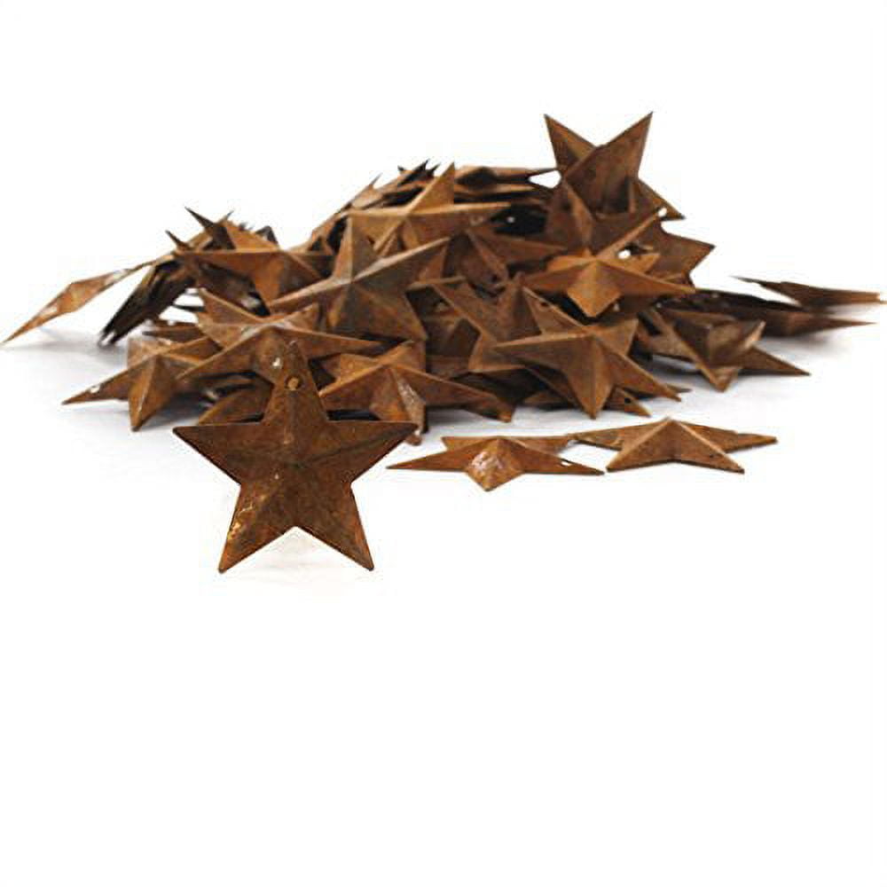 Rustic Brown Tin Miniature Barn Stars for Christmas Decor, Set of 100