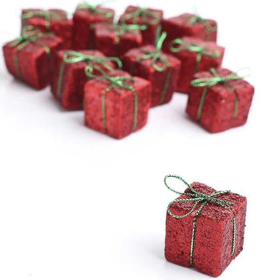 Factory Direct Craft Package of 48 Miniature 1" Holiday Red Glitter Gift Boxes
