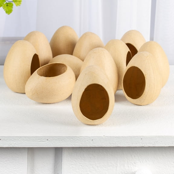 Factory Direct Craft Fillable Paper Mache Eggs, Pack of 12, 4 Inch Easter Craft Eggs