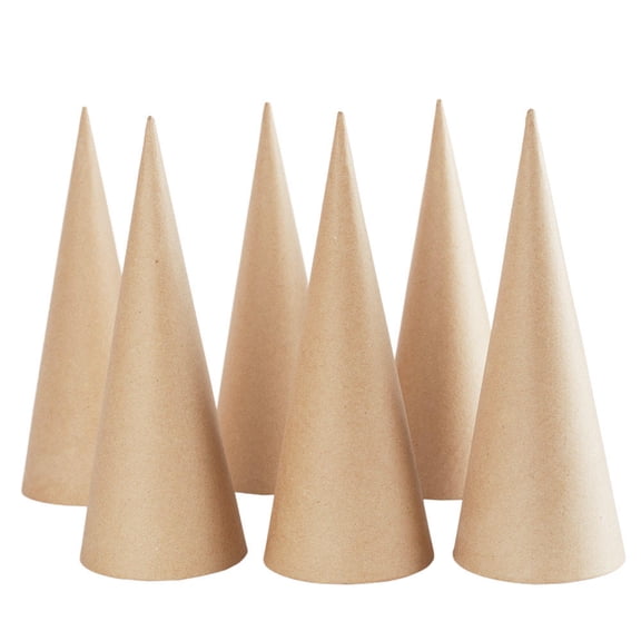 Factory Direct Craft 10-1/2" Paper Mache Fiberboard Doll Cones, Pack of 6, Unfinished DIY Craft Cones for Dolls, Angels, Christmas Trees & Seasonal Projects