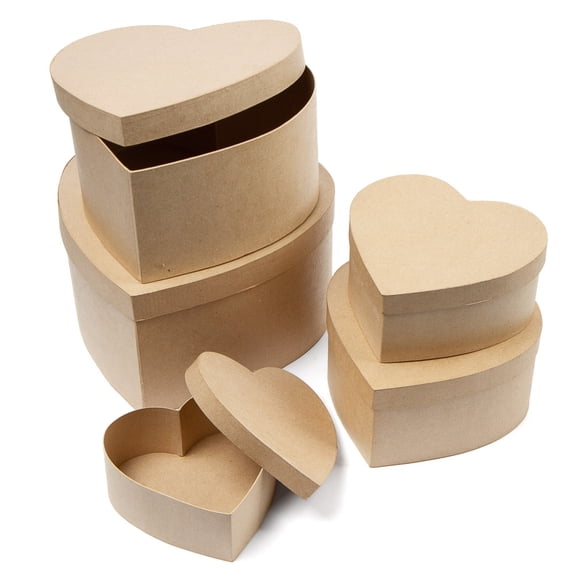 Factory Direct Craft Paper Mache Heart Box Set Unfinished DIY Craft for Painting and Decorating