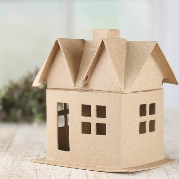 Factory Direct Craft Paper Mache House Boxes Set of 3