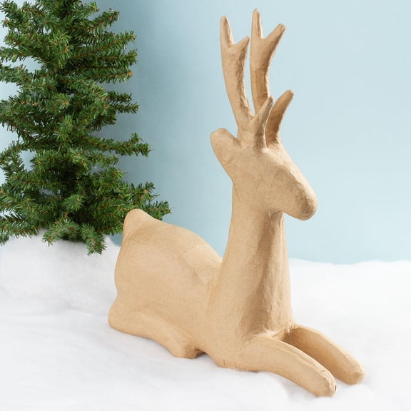 Factory Direct Craft Paper Mache Laying Deer Unfinished DIY Craft for Painting and Decorating