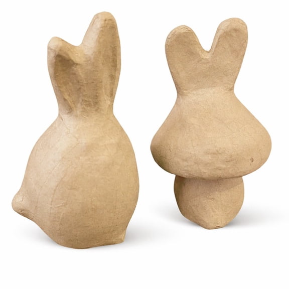 Factory Direct Craft Paper Mache Puffy Bunny Rabbits Set of 6 Unfinished DIY Craft for Painting and Decorating