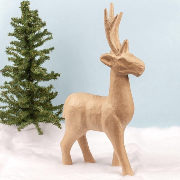 Factory Direct Craft Paper Mache Standing Deer, 23 Inch Unfinished Woodland Holiday Craft Form