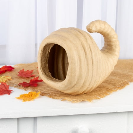 Factory Direct Craft Paper Mache Thanksgiving Cornucopia Horn of Plenty Basket Unfinished DIY Craft for Painting and Decorating