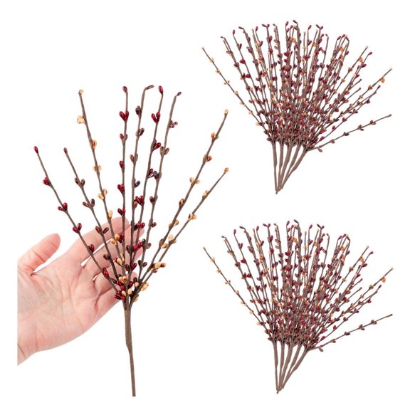 Factory Direct Craft Pecan Pie Pip Berry Sprays, Set of 12, 12 Inch Primitive Floral Stems
