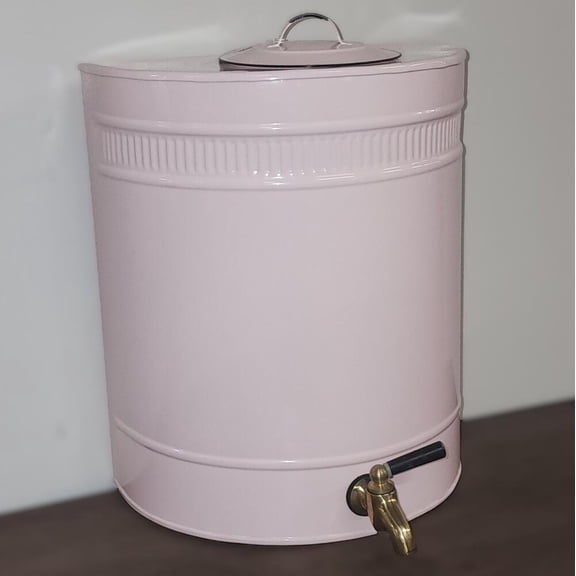 Factory Direct Craft Pink Enamel Metal Dispenser with Spout and Lid