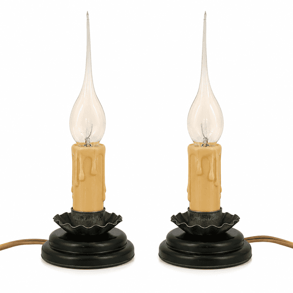 Factory Direct Craft Primitive Electric Welcome Candle Lamps, Set of 2, 4-1/2 Inch Indoor Candle Lights