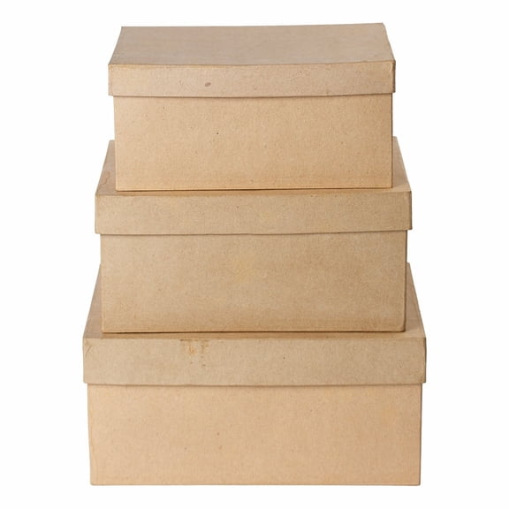 Factory Direct Craft Rectangle Paper Mache Box Set, Set of 3, Unfinished Nesting Craft Boxes