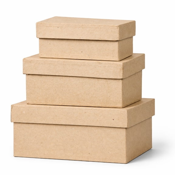 Factory Direct Craft Rectangle Paper Mache Box Sets Unfinished DIY Craft for Painting and Decorating
