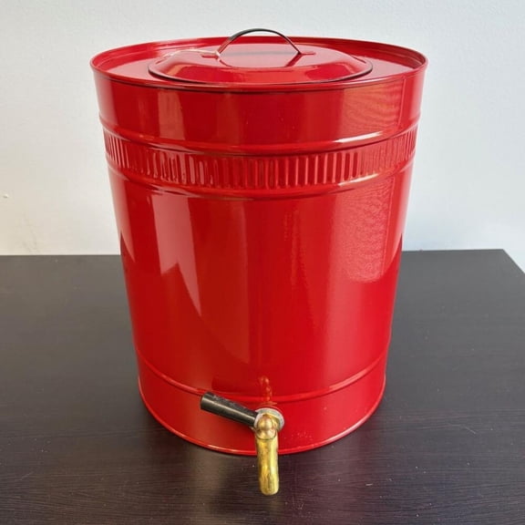 Factory Direct Craft Red Enamel Metal Dispenser with Spout and Lid