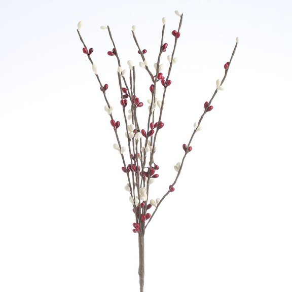 Factory Direct Craft Red and Cream Hand Wrapped Pip Berry 12" Floral Picks 12 Count