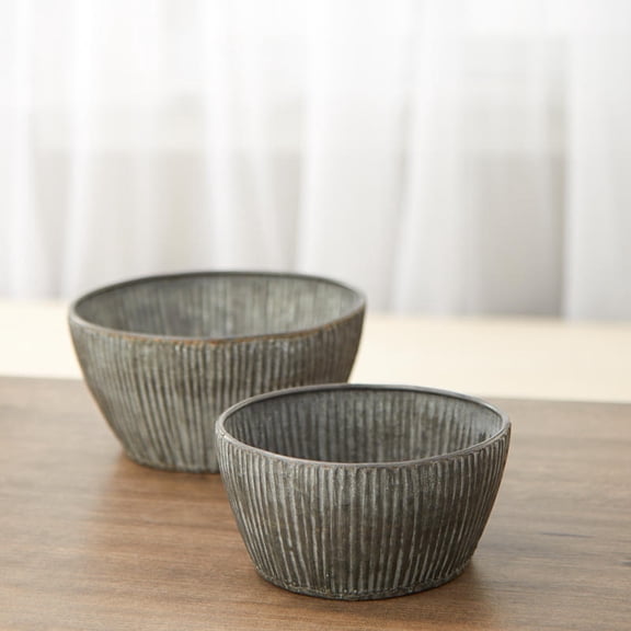 Factory Direct Craft Rustic Tin Finish Metal Bowls, 5-1/4" and 6-1/4" Diameter, Set of 2
