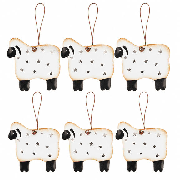 Factory Direct Craft Rustic Tin Punched Sheep Ornaments, Set of 6, 2.5 x 2.75 Inch Christmas Ornaments
