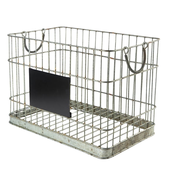 Factory Direct Craft Rusty Zinc Wire Basket With Chalkboard Label