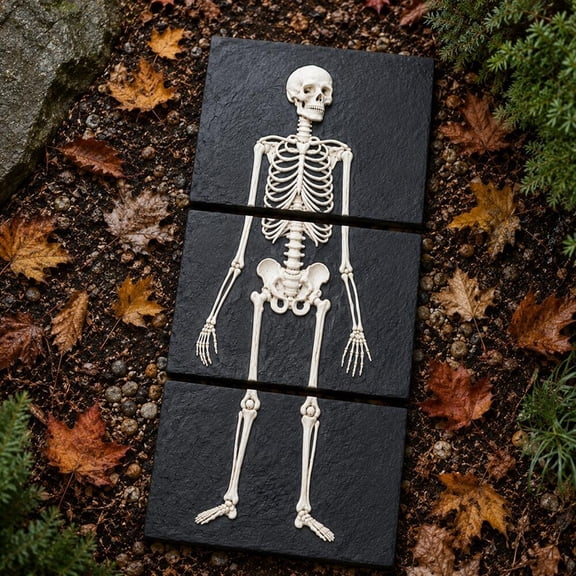 Factory Direct Craft Set of 3 Halloween Skeleton Concrete Stepping Stones