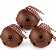 Factory Direct Craft Primitive Rustic Tin Jingle Bell Ornaments, Set of 3, Rustic Metal Christmas Bells for Farmhouse Holiday D cor