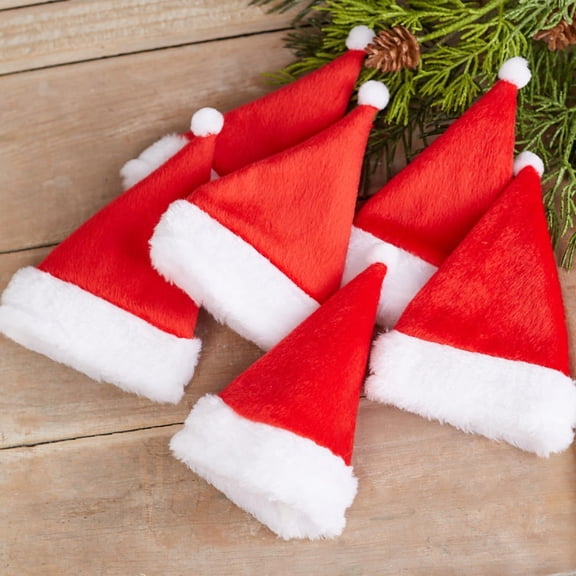 Factory Direct Craft Small Fleece Santa Hats, Set of 36, 3.75 x 5.25 Inch Christmas Doll Hats