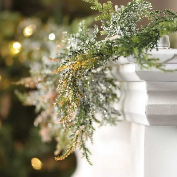 Factory Direct Craft Snowy Artificial Cedar Pine Garland