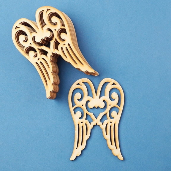 Factory Direct Craft Unfinished Wood Laser Cut Angel Wing Cutouts, Pack of 12, 3-1/4 x 5 Inch Wooden Craft Shapes for Ornaments, Gift Tags and DIY Projects  Product Description