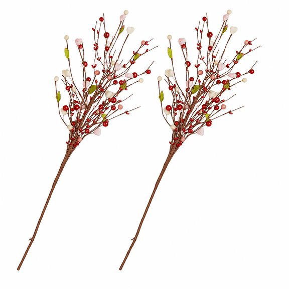 Factory Direct Craft Valentine Pip Berry and Heart Sprays, Set of 2, 28 Inch Primitive Valentine Decor