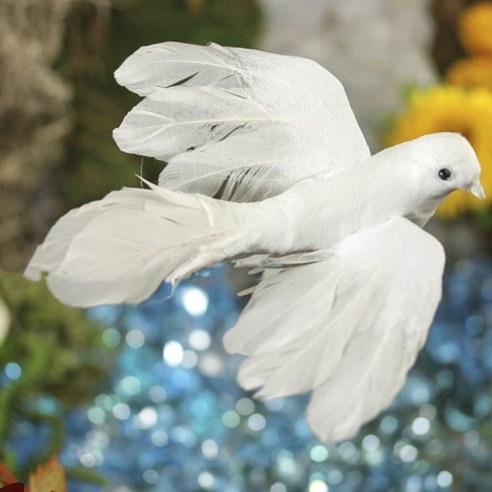 Factory Direct Craft White Artificial Dove Birds, Set of 12, 6 Inch Wedding and Christmas Dcor Birds
