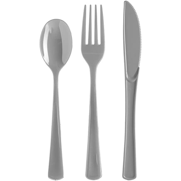 Factory Direct Gray/Silver Cutlery Combo Pack - 144 Ct.