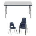 thumbnail image 1 of Factory Direct Partners 10301-GYNV 30 x 60 in. Rectangle T-Mold Adjustable Activity Table Standard Ball with 6 Stack Chairs 16 in. Ball Glide - Grey & Navy, 1 of 1